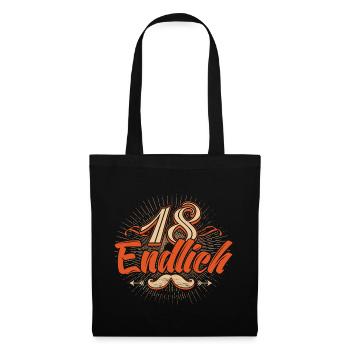 Endlich 18 Jahre alt original RAHMENLOS® - Stoffbeutel - Schwarz - Vorne