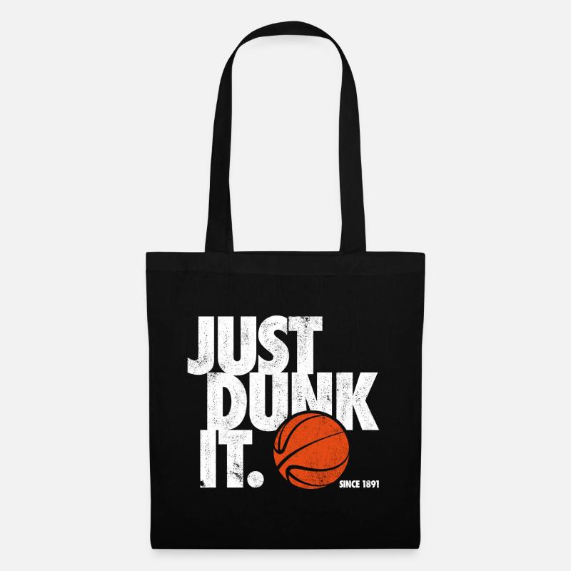 BASKETBALL SPRUCH, JUST DUNK IT USED LOOK - Stoffbeutel - Schwarz