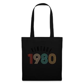 Cadeaux d'anniversaire Vintage1980, anniversaire 1980 - Sac en tissu - noir - Devant