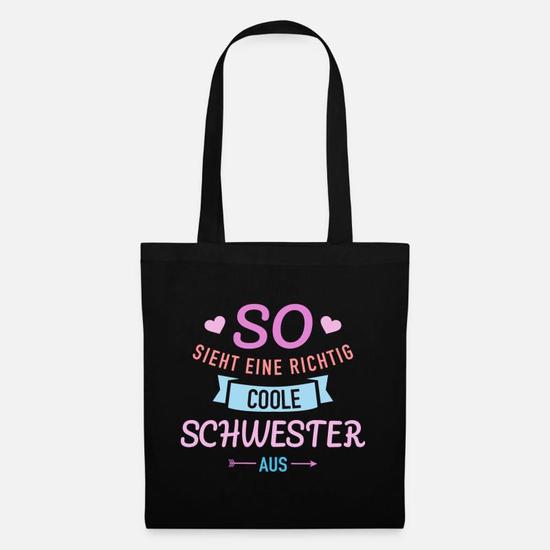 Schwester - Stoffbeutel - Schwarz