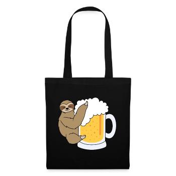 Paresseux avec de la bière - Sac en tissu - noir - Devant