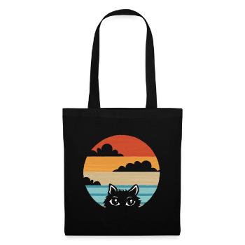 Chat Cat Vintage Retro - Sac en tissu - noir - Devant