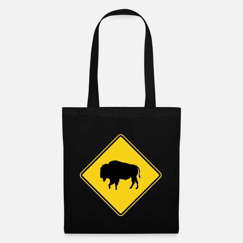 Bison Warning Sign - Tote Bag - black