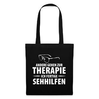 Optiker Augenoptiker Brille Brillenträger - Stoffbeutel - Schwarz - Vorne