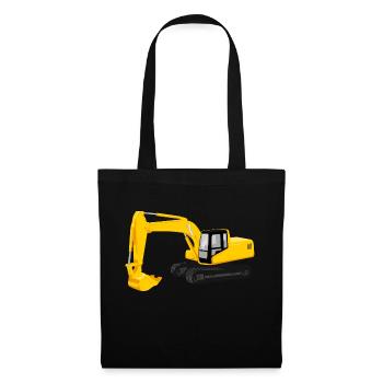 gelbes Bagger-Schwermaschinen-Stil im Cartoon-Stil - Stoffbeutel - Schwarz - Vorne