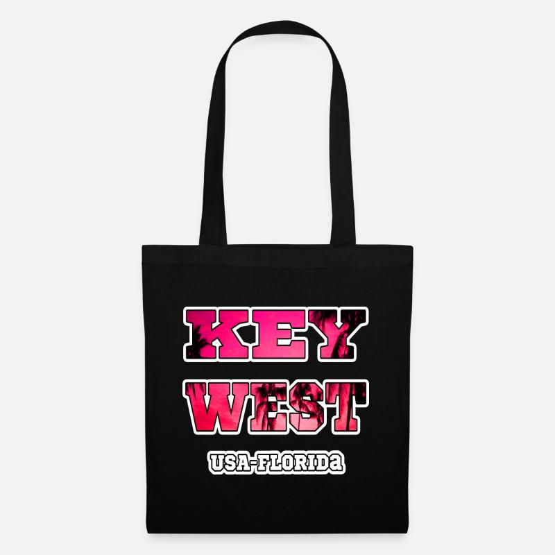 Key West Florida Palmen Urlaub souvenir Erinnerung - Stoffbeutel - Schwarz