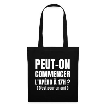 apéritif, apéritif humour, apéro - Sac en tissu - noir - Devant