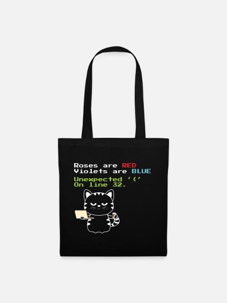 Funny Coding cat Progrmmer nerd geek - Stoffbeutel - Schwarz