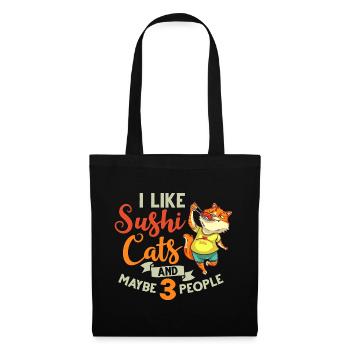 Katze Sushi Japanische Nigiri Schüssel Maker - Stoffbeutel - Schwarz - Vorne