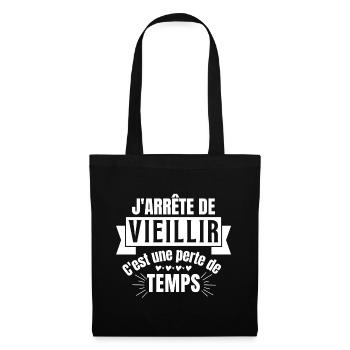vieillir, sénior, retraite - Sac en tissu - noir - Devant