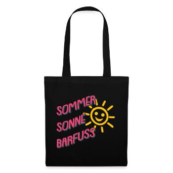 Sommer Sonne Barfuss am Strand Urlaub Ferien - Stoffbeutel - Schwarz - Vorne