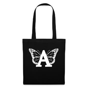 lettre a papillon - Sac en tissu - noir - Devant