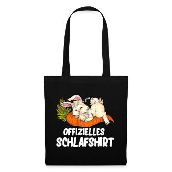 Schlafshirt Schlafen Niedlich Hase Chibi Kaninchen - Stoffbeutel - Schwarz - Vorne