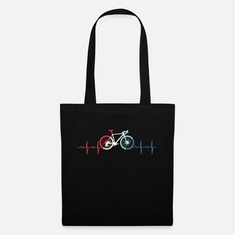 Fahrrad Herzschlag Vintage - Stoffbeutel - Schwarz