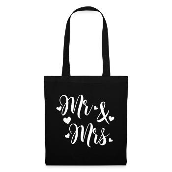 Mr And Mrs white love script - Sac en tissu - noir - Devant