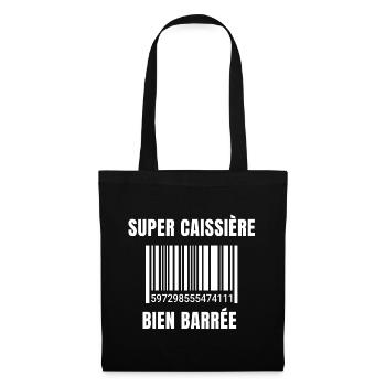 caissière, hôtesse de caisse, grande surface - Sac en tissu - noir - Devant