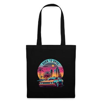 Né pour conduire, voiture classique colorée - Sac en tissu - noir - Devant