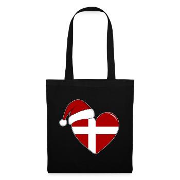 Coeur de Noël drapeau Danemark - Sac en tissu - noir - Devant