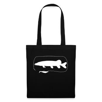 Brochet avec leurre souple - Sac en tissu - noir - Devant
