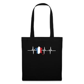 Battement de cœur France - Sac en tissu - noir - Devant