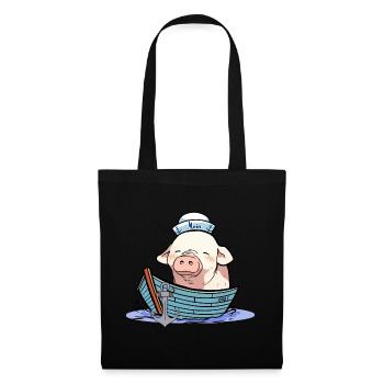 Sailor, Boat, Captain, Sailor, Piggy, Piglet - Tote Bag - black - Front