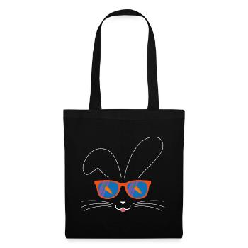 Osterhase lustig mit Sonnenbrille funny Bunny - Stoffbeutel - Schwarz - Vorne
