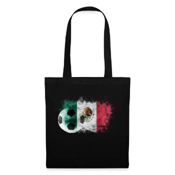 Drapeau du Mexique avec ballon de football - Sac en tissu - noir - Devant