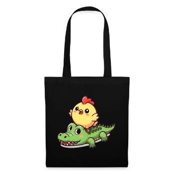 Cute chicken on crocodile - Tote Bag - black - Front