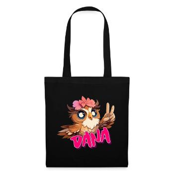 DANA - Beau nom de fille avec hibou mignon - Sac en tissu - noir - Devant