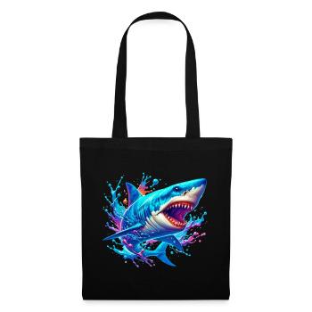 Requin - Sac en tissu - noir - Devant