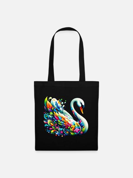 Schwan - Stoffbeutel - Schwarz