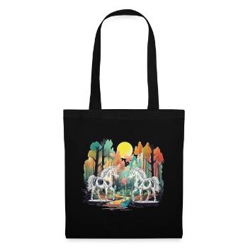 Habitants de la forêt Licornes Licornes Créatures mythiques - Sac en tissu - noir - Devant