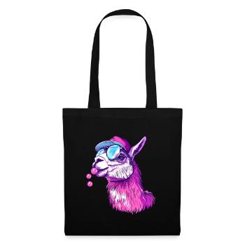 Llama with chewing gum and sunglasses - Tote Bag - black - Front