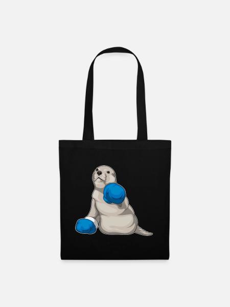 Seehund Boxer Boxhandschuhe Boxen - Stoffbeutel - Schwarz