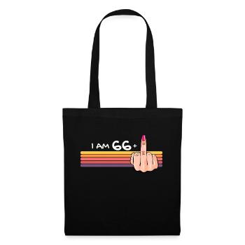 Ich bin 66 + 1 Mittelfinger-Shirt Ich bin 66 plus, - Stoffbeutel - Schwarz - Vorne