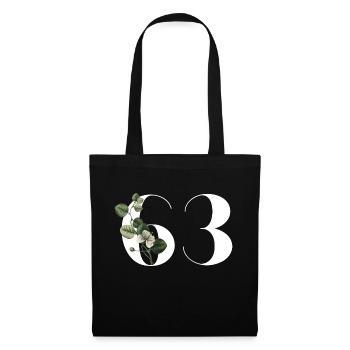 Nummer 63 Blumengrün - 63. Blumengeburtstag - Stoffbeutel - Schwarz - Vorne