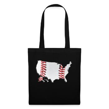 États-Unis | Vrai baseball | Carte - Sac en tissu - noir - Devant