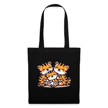 Tiger Family Mother And Father With One Child 2 - Tote Bag - black - Front