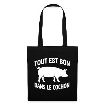 Tout est bon dans le cochon humour cuisine bbq - Sac en tissu - noir - Devant