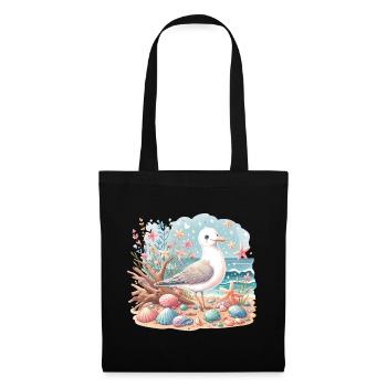 Seagull Beach Shells Maritime Coast - Tote Bag - black - Front