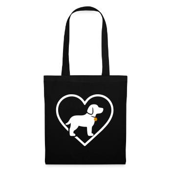 Chien Coeur Silhouette Cadeau Amoureux des Animaux - Sac en tissu - noir - Devant