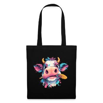 Éclaboussures colorées de tête de vache - Sac en tissu - noir - Devant
