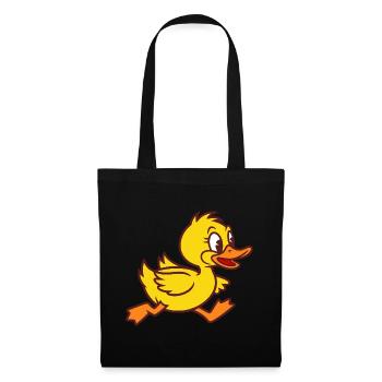 Rennende Ente Baby Duck Duckling Entchen Entlein - Stoffbeutel - Schwarz - Vorne