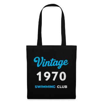 Vintage 1970 – Swimming Club Retro Geburtsjahr - Stoffbeutel - Schwarz - Vorne