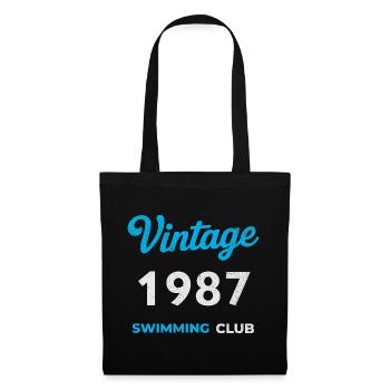 Vintage 1987 – Swimming Club Retro Geburtsjahr - Stoffbeutel - Schwarz - Vorne
