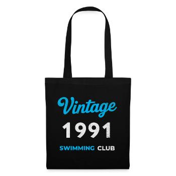 Vintage 1991 – Swimming Club Retro Geburtsjahr - Stoffbeutel - Schwarz - Vorne