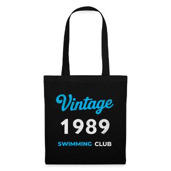 Vintage 1989 – Swimming Club Retro Geburtsjahr - Stoffbeutel - Schwarz - Vorne