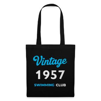 Vintage 1957 – Swimming Club Retro Geburtsjahr - Stoffbeutel - Schwarz - Vorne