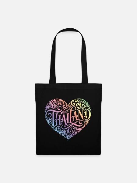 Thailand Herz Bunt - Stoffbeutel - Schwarz