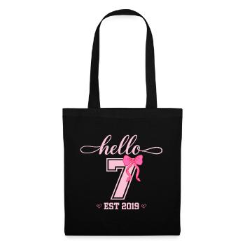 Hello 7 Est 2019 Mädchen Geburtstag Design - Stoffbeutel - Schwarz - Vorne